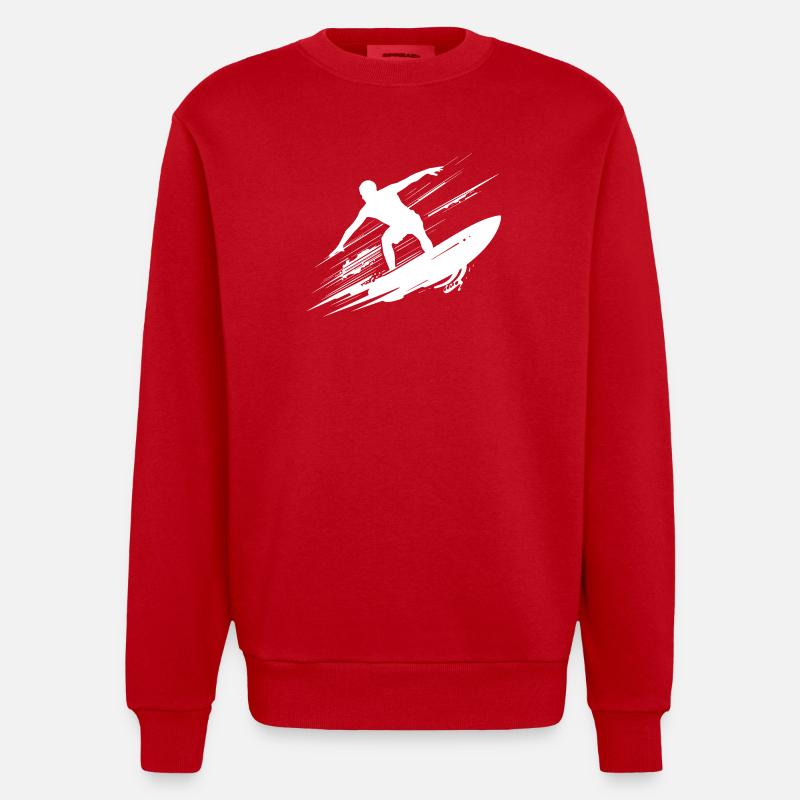 Surf dynamique Illustration Surf Surf - Sweat bio épais oversize fabriqué en UE - rouge