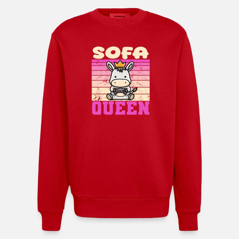 Sofa Queen gaming esel - Heavyweight Oversized Organic Crew Neck Made in EU - Rot