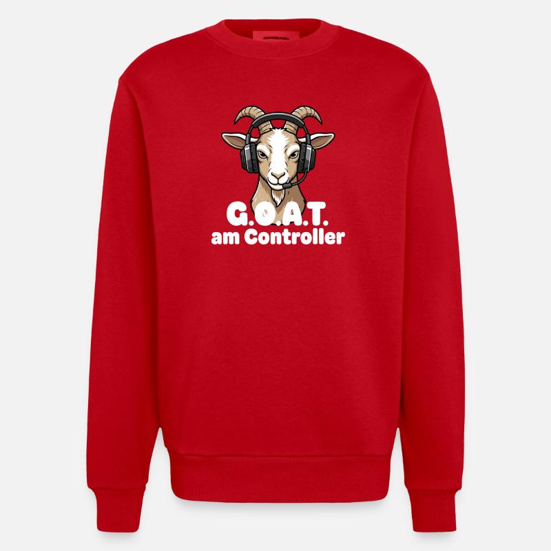 GOAT am Controller - Heavyweight Oversized Organic Crew Neck Made in EU - Rot