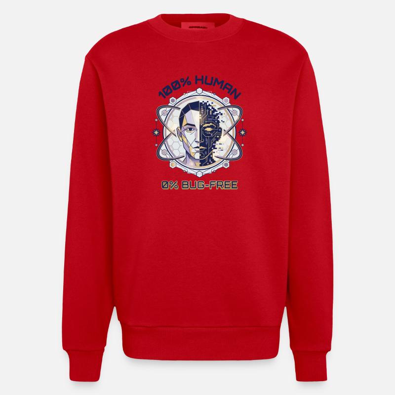 Menschlicher Glitch Code - Heavyweight Oversized Organic Crew Neck Made in EU - Rot