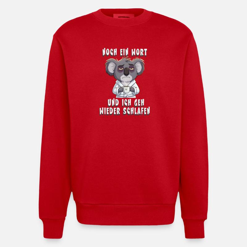 Koala fatigué Matin, grognon - Sweat bio épais oversize fabriqué en UE - rouge