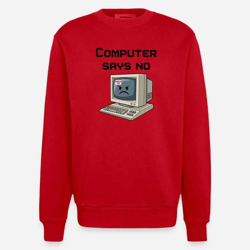 Retro Computer 404 Error - Heavyweight Oversized Organic Crew Neck Made in EU - red