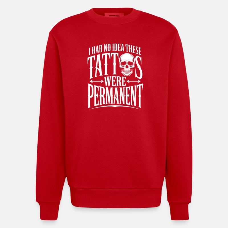 Tattoo Permanence Skull Tee - Heavyweight Oversized Organic Crew Neck Made in EU - red