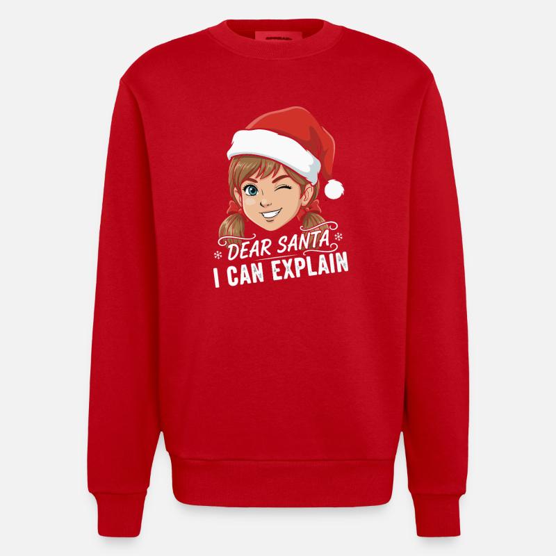 Dear Santa I Can Explain - Heavyweight Oversized Organic Crew Neck Made in EU - red