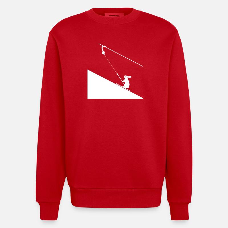 Haseklettern am Seil - Heavyweight Oversized Organic Crew Neck Made in EU - Rot