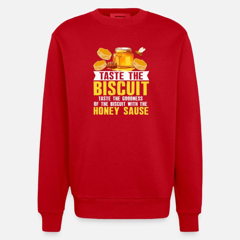 Honey Biscuit Slogan Tee - Heavyweight Oversized Organic Crew Neck Made in EU - red