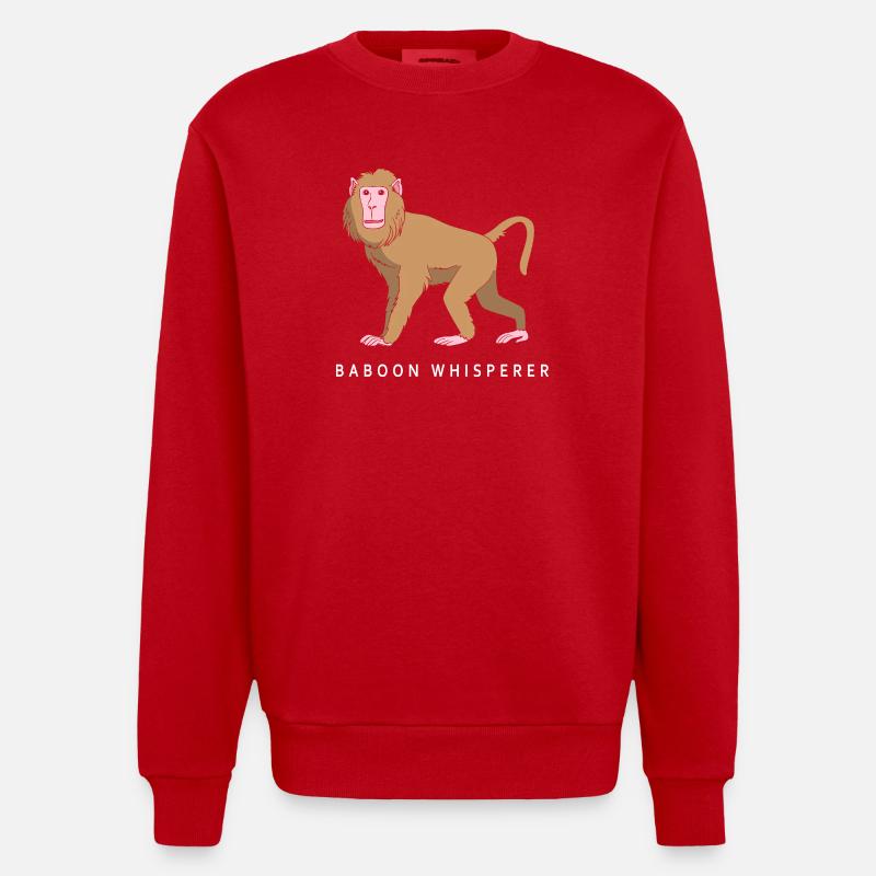 Baboon Baboon Primate Monkey Monkey - Heavyweight Oversized Organic Crew Neck Made in EU - red