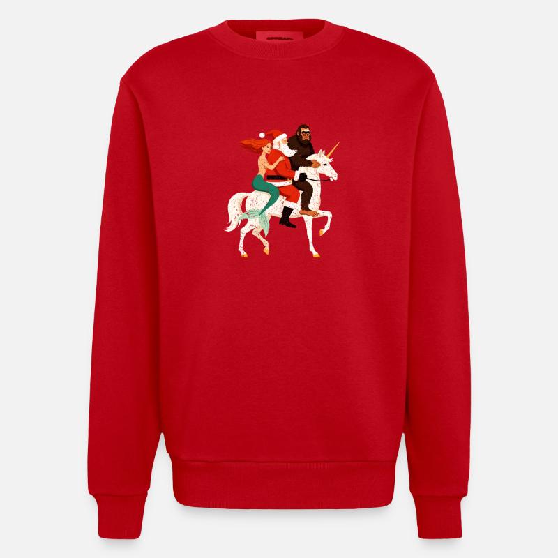 Weihnachtshelden auf Einhorn - Heavyweight Oversized Organic Crew Neck Made in EU - Rot