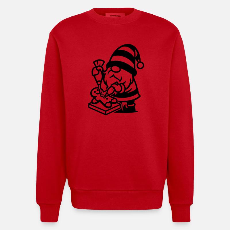 Gingerbread Baking Gnome - Heavyweight Oversized Organic Crew Neck Made in EU - red