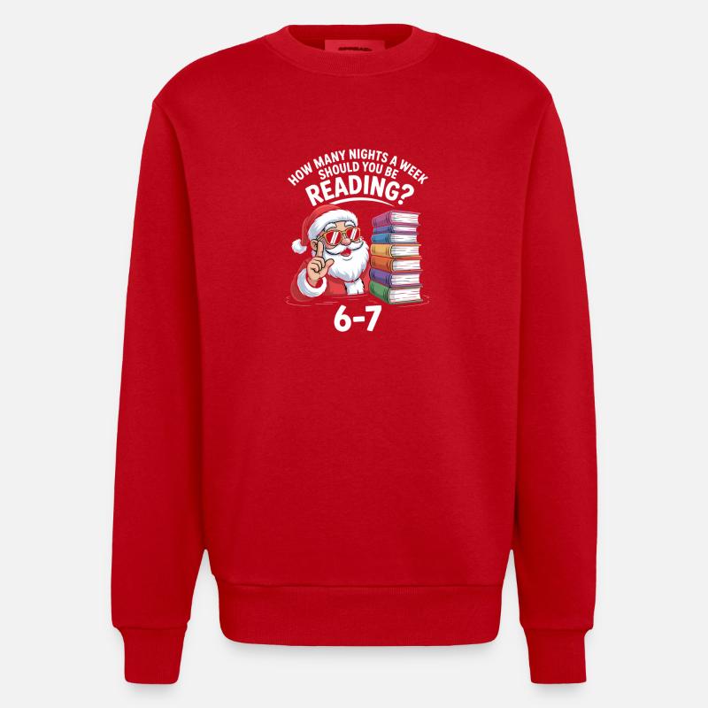 Lecture de Noël 6-7 nuits - Sweat bio épais oversize fabriqué en UE - rouge