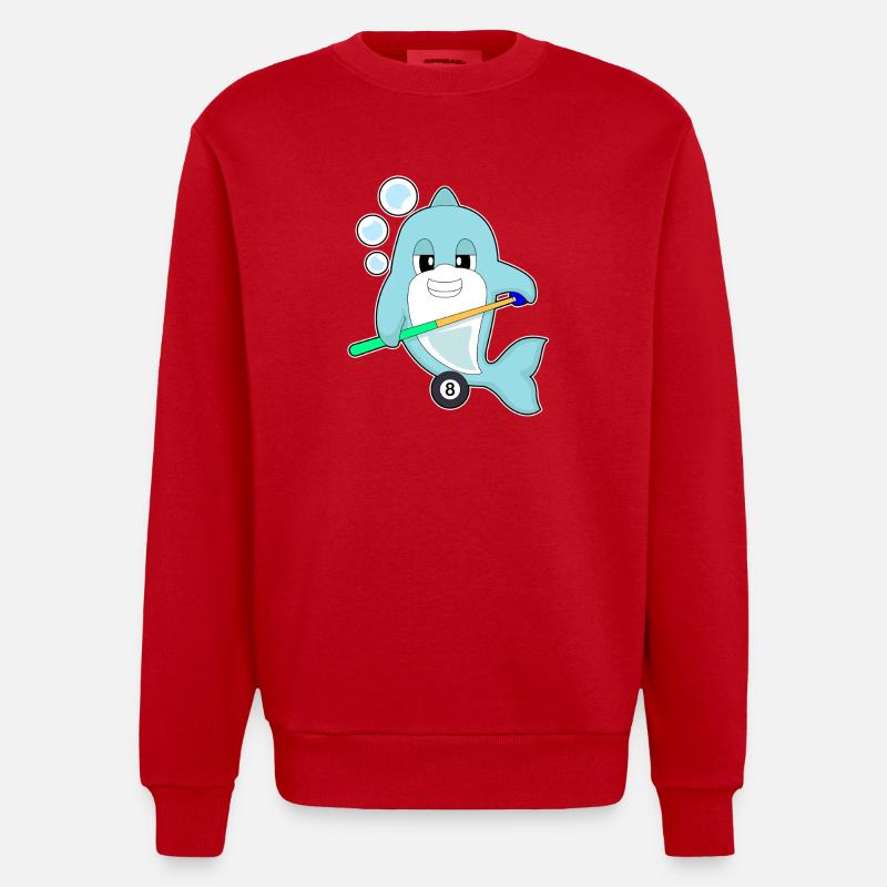Delfin Billiard Queue Sport - Heavyweight Oversized Organic Crew Neck Made in EU - Rot