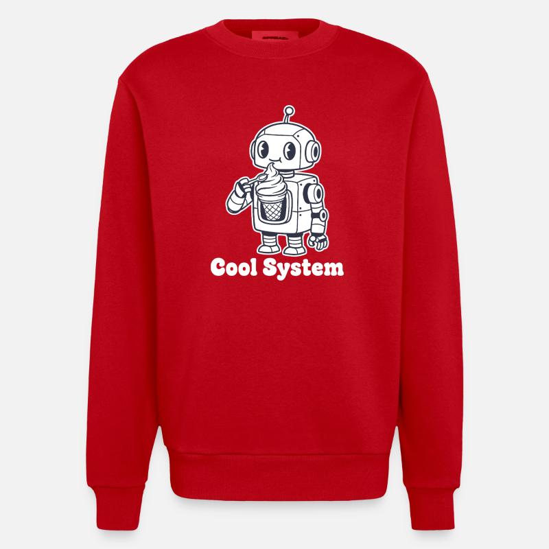 Robot avec une glace - Sweat bio épais oversize fabriqué en UE - rouge