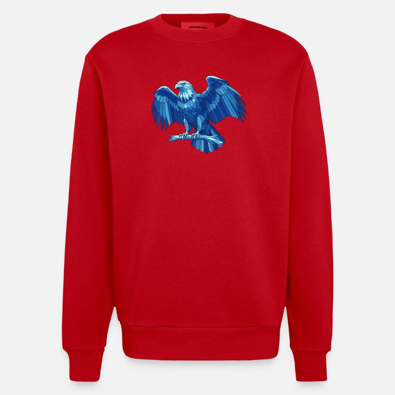 Aigle bleu géométrique avec épée - Sweat bio épais oversize fabriqué en UE - rouge