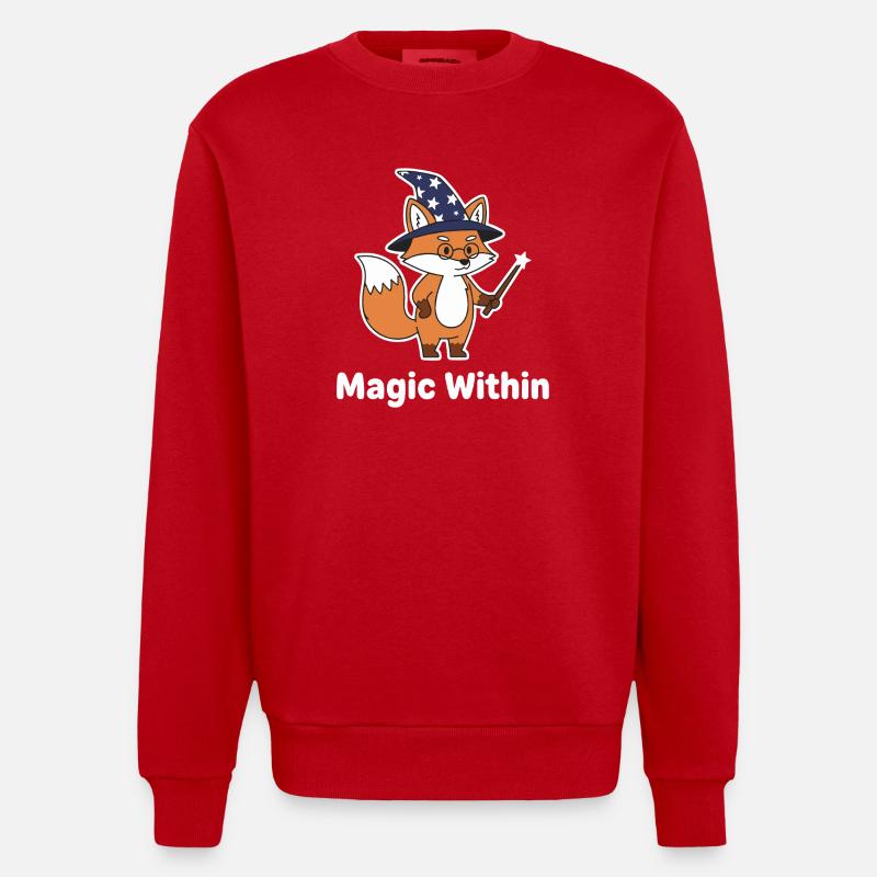 Fuchszauberer Sternenstab Motiv - Heavyweight Oversized Organic Crew Neck Made in EU - Rot