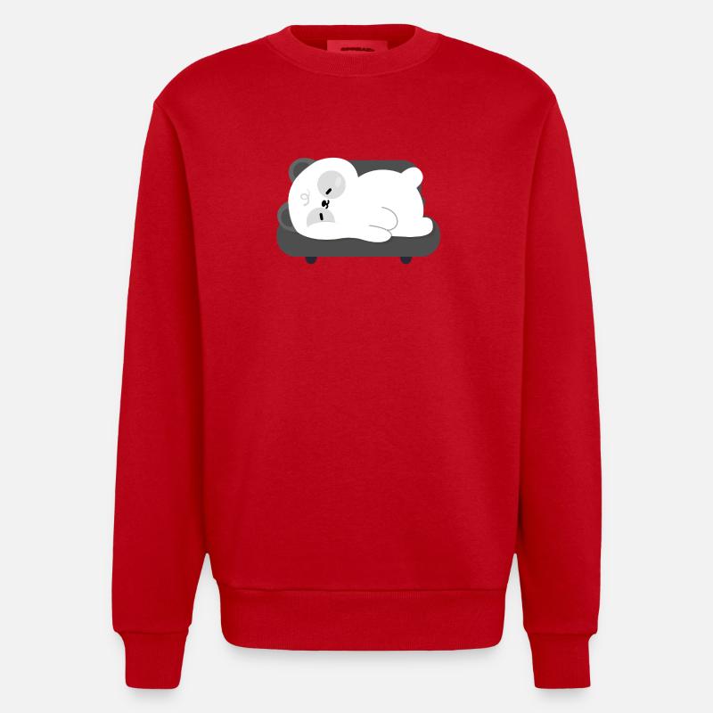 Müder Panda schläft auf dem Sofa - Heavyweight Oversized Organic Crew Neck Made in EU - Rot