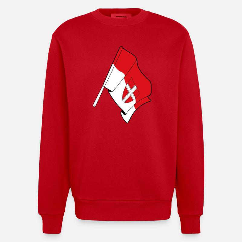 Drapeau du comté de Wien - Sweat bio épais oversize fabriqué en UE - rouge
