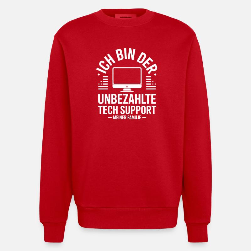 Unbezahlter Tech Support - Heavyweight Oversized Organic Crew Neck Made in EU - Rot