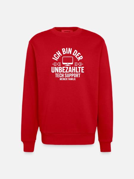 Unpaid Family TechSupport - Heavyweight Oversized Organic Crew Neck Made in EU - red