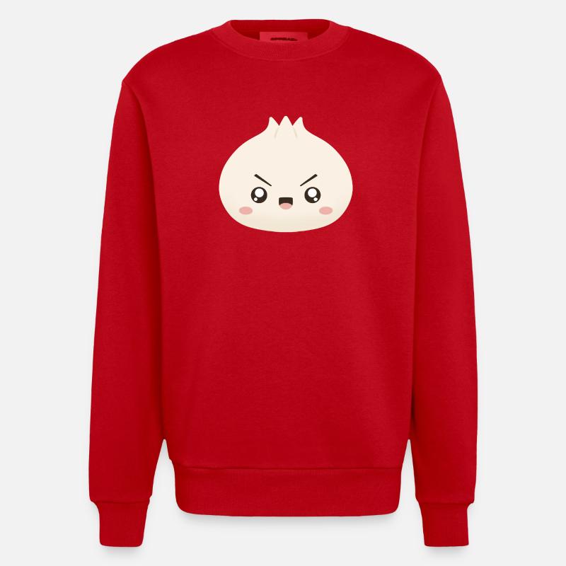Grumpy Dumpling – süßes Maskottchen - Heavyweight Oversized Organic Crew Neck Made in EU - Rot