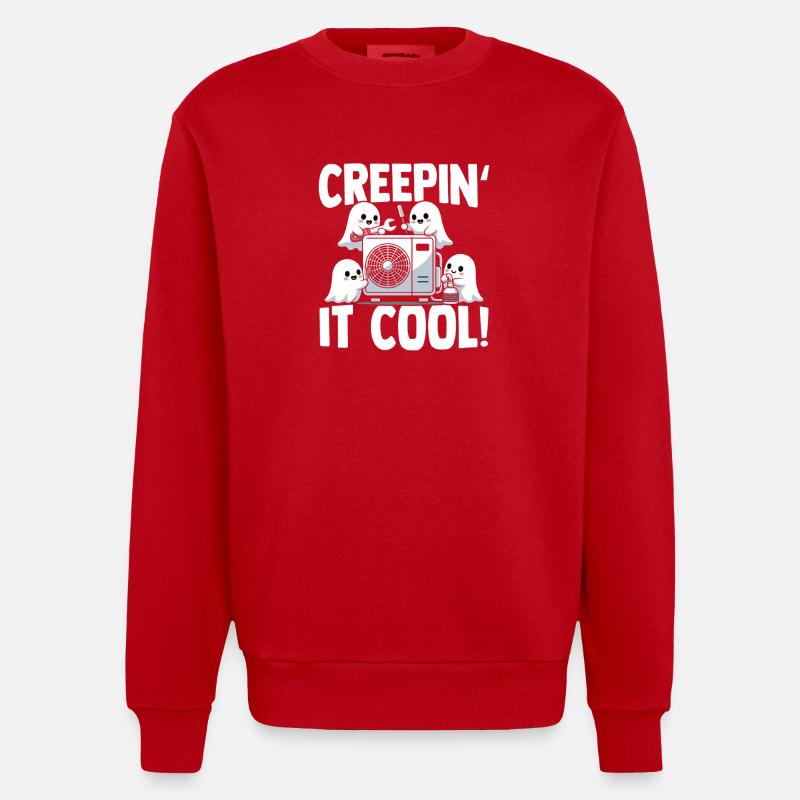 Technicien climatiseur Spooky Ghost CVAC - Sweat bio épais oversize fabriqué en UE - rouge