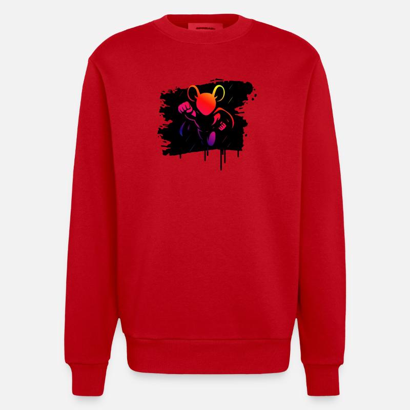 Superhéros Souris Néon Héros Gradient Cartoon - Sweat bio épais oversize fabriqué en UE - rouge