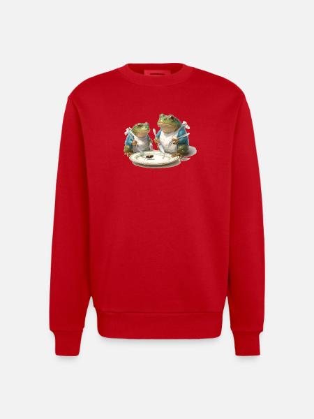 Frosch-Dinner: Fliege am Teller - Heavyweight Oversized Organic Crew Neck Made in EU - Rot