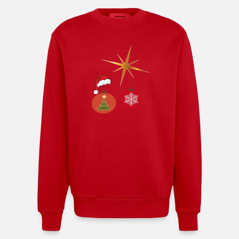 Weihnachtsstern und Weihnachtskugel - Heavyweight Oversized Organic Crew Neck Made in EU - Rot