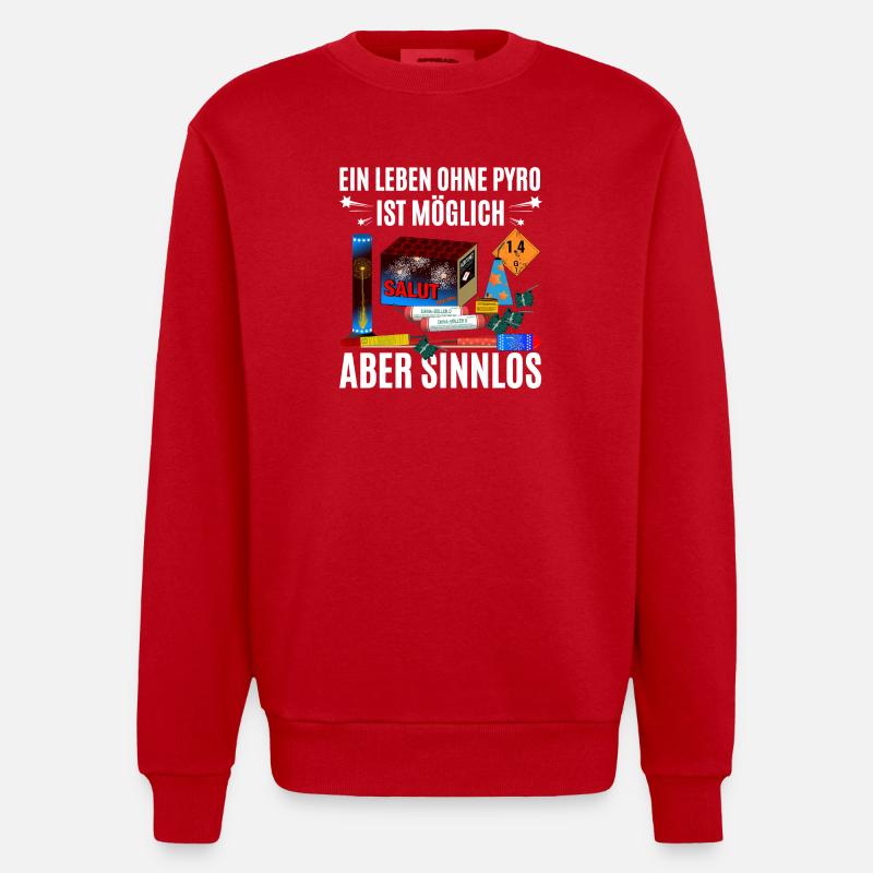 Pyro Experte - Heavyweight Oversized Organic Crew Neck Made in EU - Rot