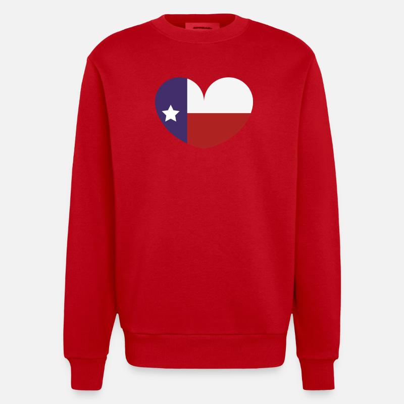 Drapeau du cœur du Texas - Sweat bio épais oversize fabriqué en UE - rouge