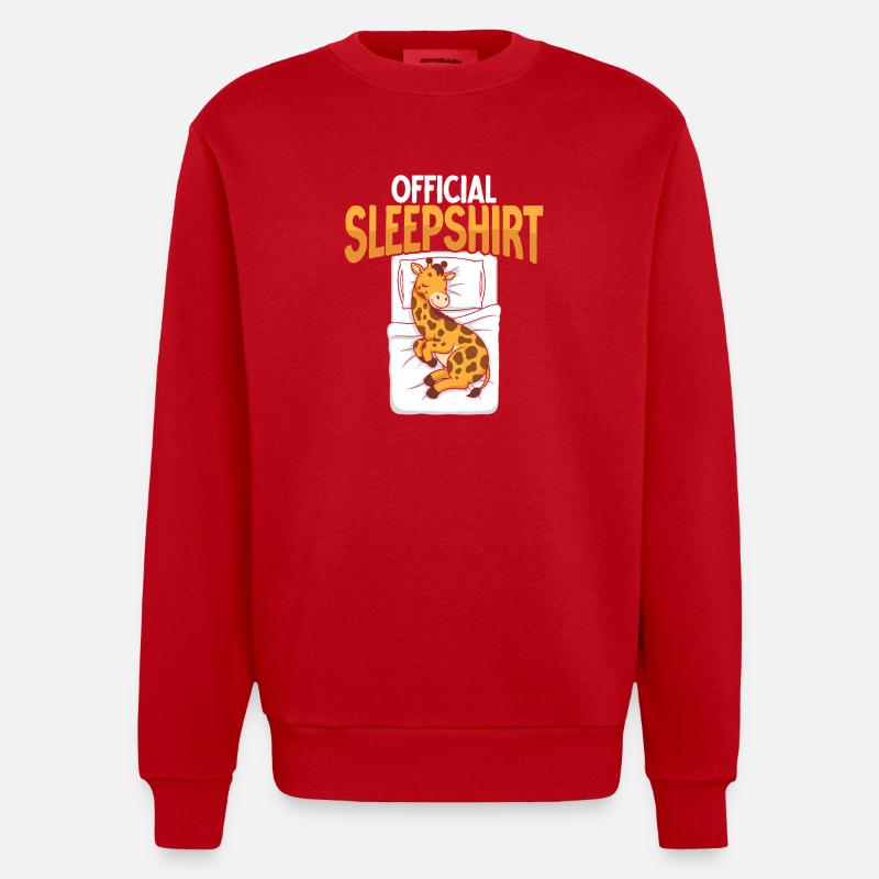 Giraffe im Bett Schlafhemd - Heavyweight Oversized Organic Crew Neck Made in EU - Rot