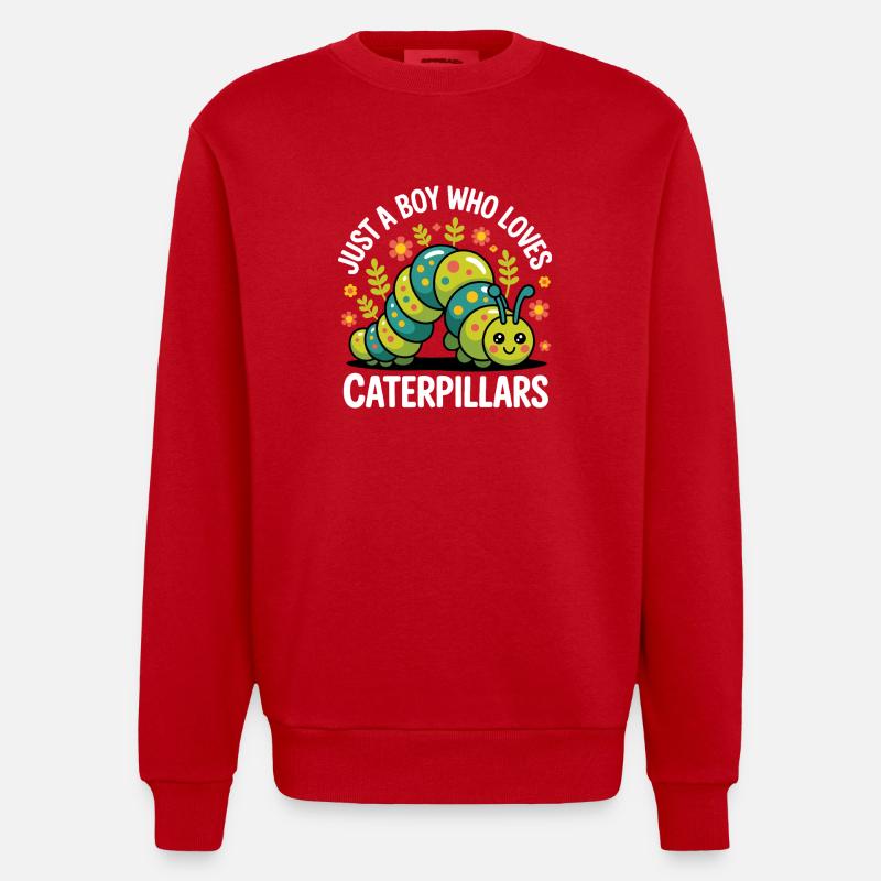 Raupe Junge Geschenk - Heavyweight Oversized Organic Crew Neck Made in EU - Rot