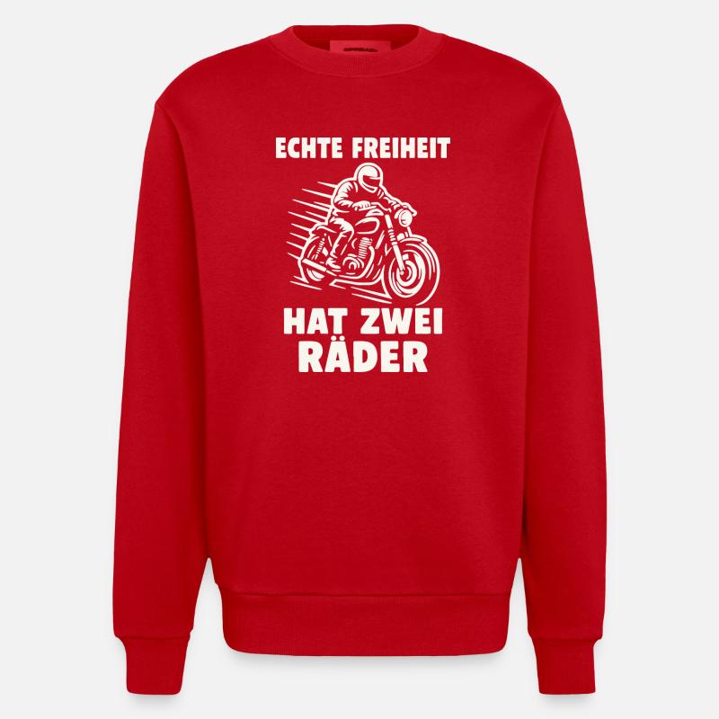 Echte Freiheit hat zwei Räder - Heavyweight Oversized Organic Crew Neck Made in EU - Rot
