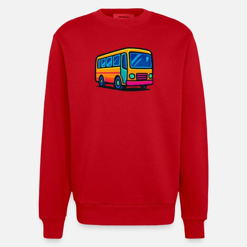 Illustration de bus de comics - Sweat bio épais oversize fabriqué en UE - rouge