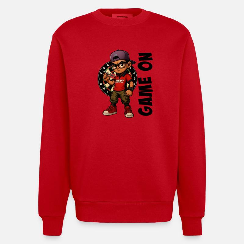 Fléchettes, fléchettes, joueur de fléchettes - Sweat bio épais oversize fabriqué en UE - rouge