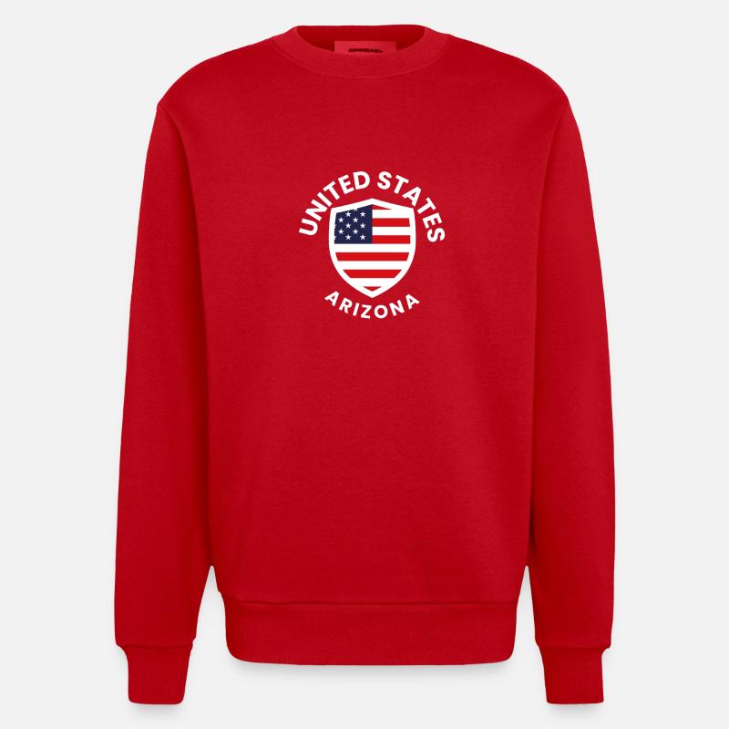 Arizona Shield mit der US-Flagge - Heavyweight Oversized Organic Crew Neck Made in EU - Rot