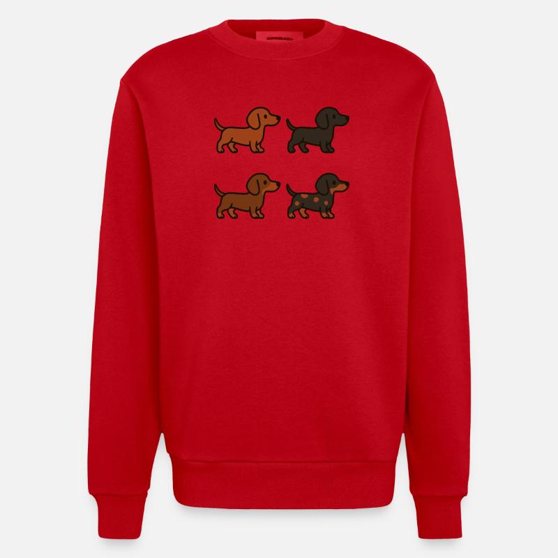 Ensemble d’illustrations de teckel mignon - Sweat bio épais oversize fabriqué en UE - rouge