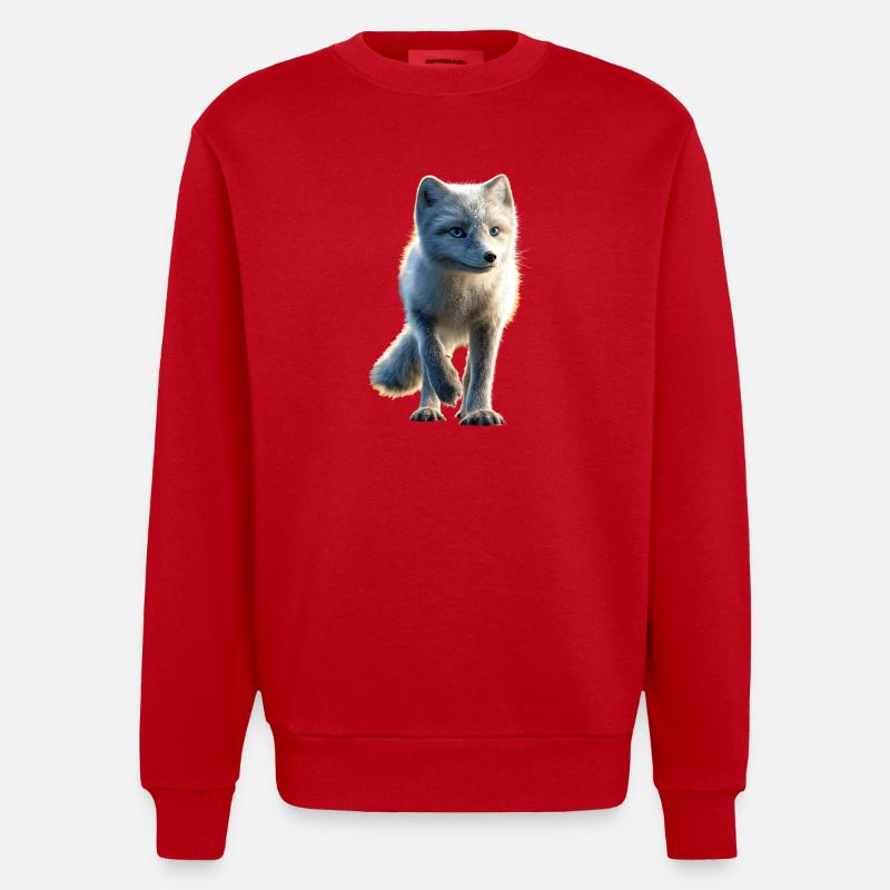 Polarfuchs Schneefuchs Eisfuchs Süßer Weißer Fuchs - Heavyweight Oversized Organic Crew Neck Made in EU - Rot