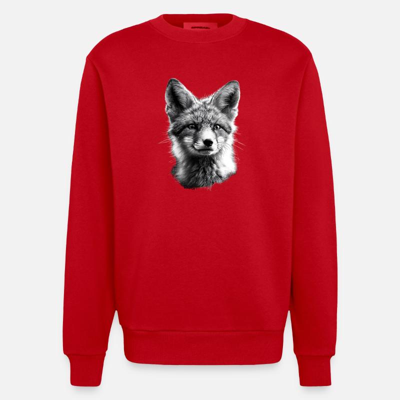 Polarfuchs Schneefuchs Eisfuchs Süßer Weißer Fuchs - Heavyweight Oversized Organic Crew Neck Made in EU - Rot