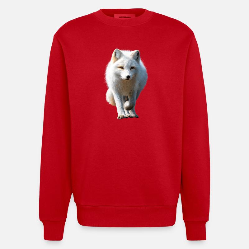 Polarfuchs Schneefuchs Eisfuchs Süßer Weißer Fuchs - Heavyweight Oversized Organic Crew Neck Made in EU - Rot