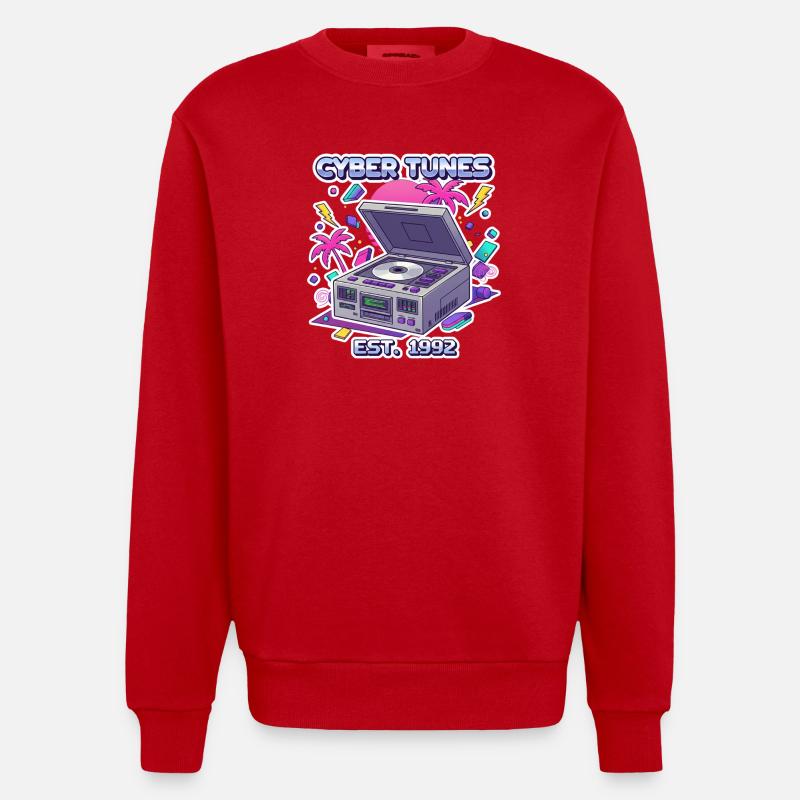 Cyber Tunes 1992 – Conception de lecteur CD rétro - Sweat bio épais oversize fabriqué en UE - rouge
