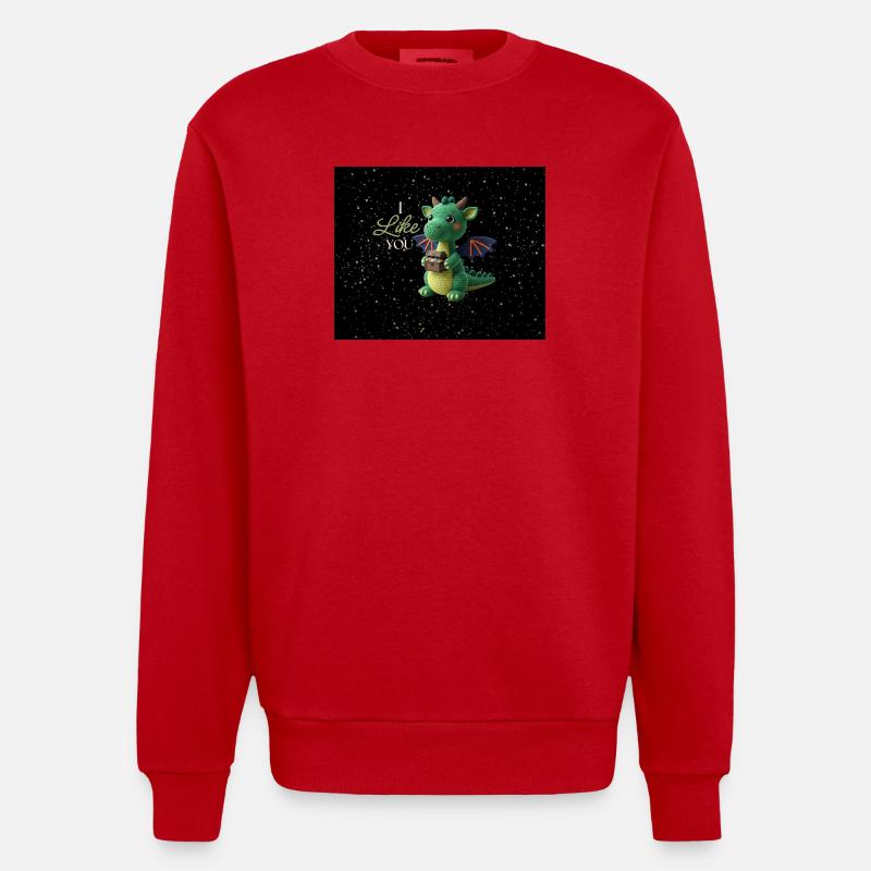 Kuscheldrache mit Schatzbeutel - Heavyweight Oversized Organic Crew Neck Made in EU - Rot
