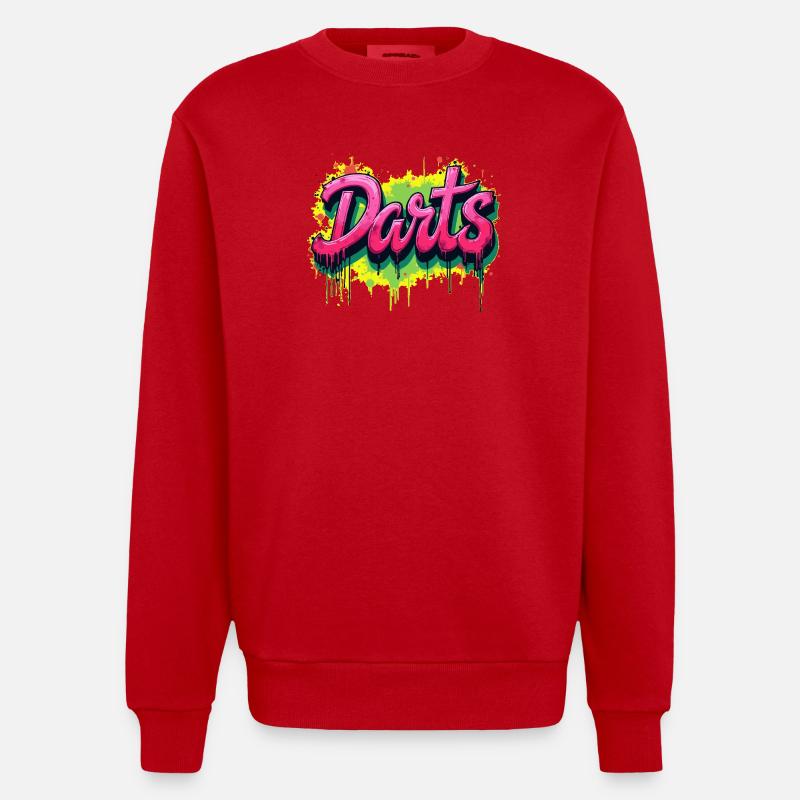 Fléchettes, fléchettes, graffitis - Sweat bio épais oversize fabriqué en UE - rouge