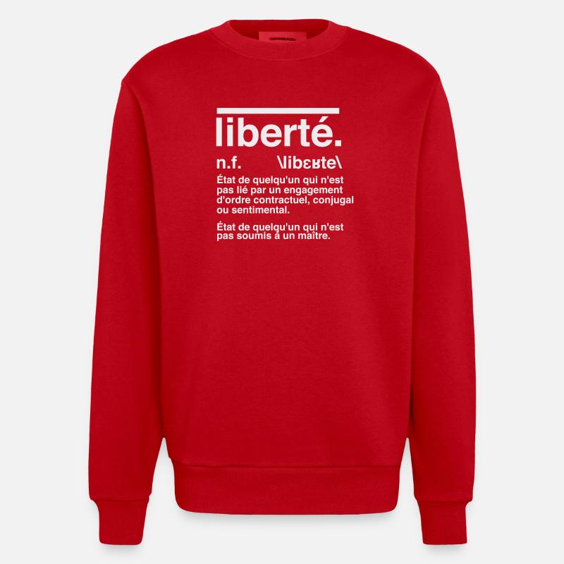 Freedom Definition Dictionary Style - Heavyweight Oversized Organic Crew Neck Made in EU - red
