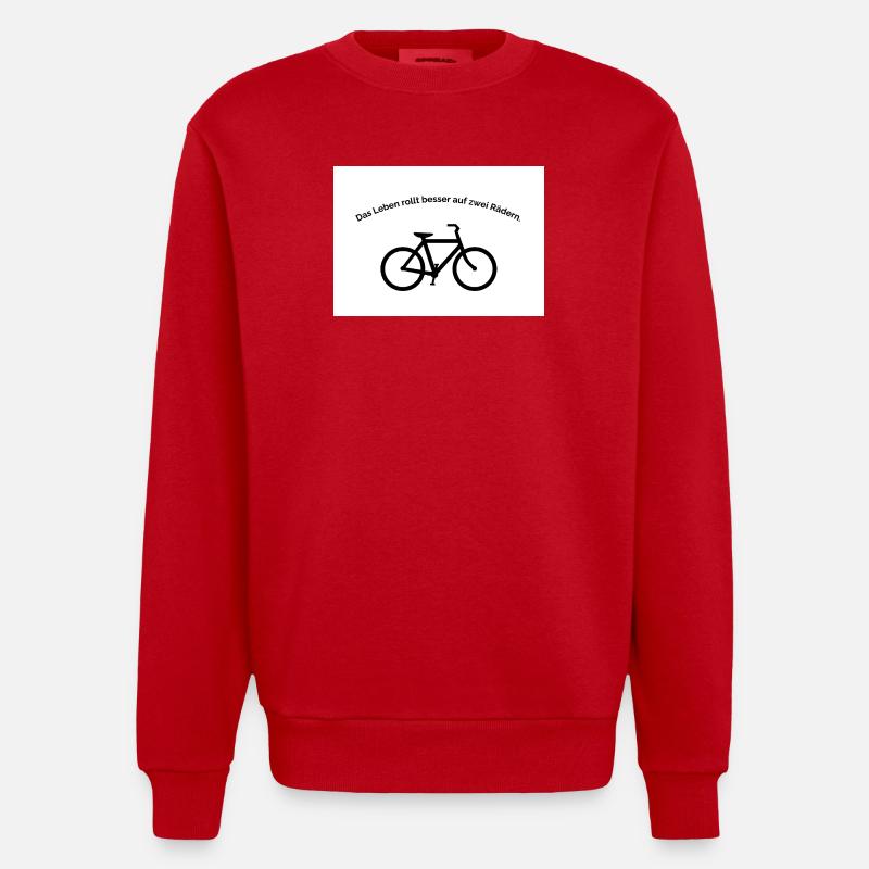Life rolls better on two wheels - Heavyweight Oversized Organic Crew Neck Made in EU - red