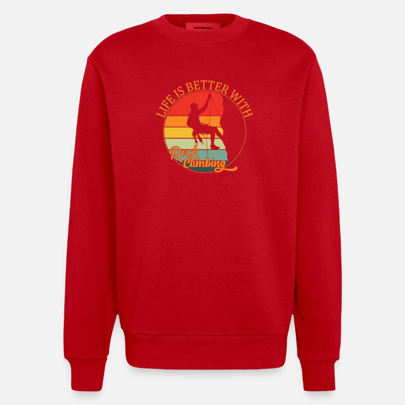 Das Leben ist besser mit Klettern - Heavyweight Oversized Organic Crew Neck Made in EU - Rot