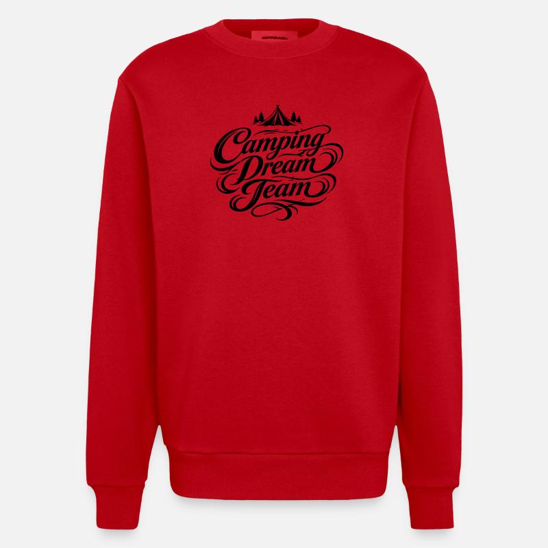 Équipe de rêve du camping - Sweat bio épais oversize fabriqué en UE - rouge