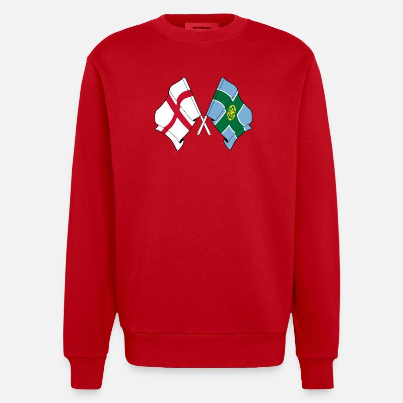 Drapeaux Derbyshire x Angleterre - Sweat bio épais oversize fabriqué en UE - rouge