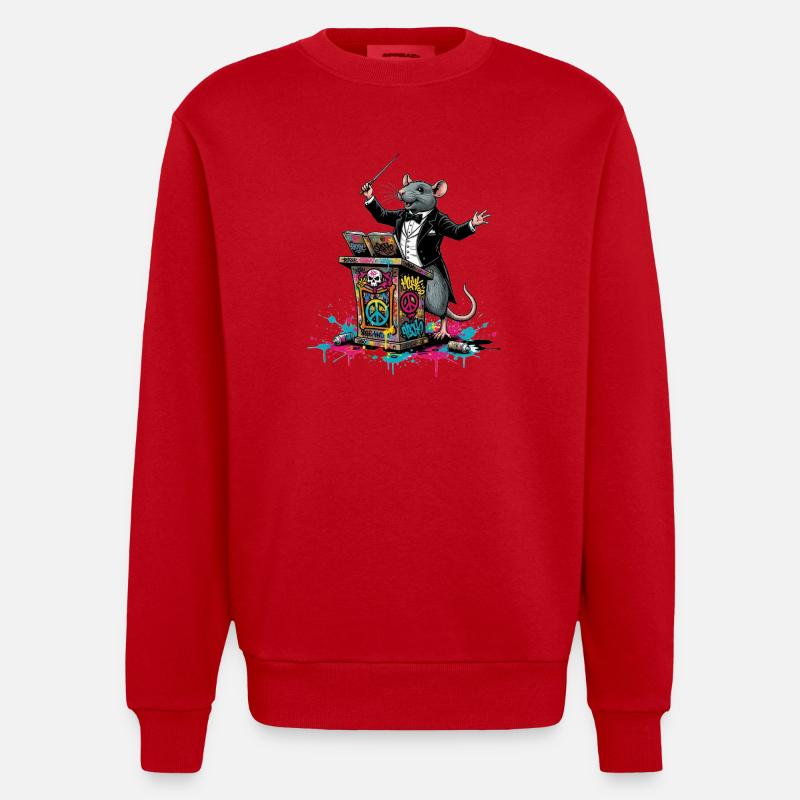 Dirigent | Graffiti-Ratten-DJ Gala - Heavyweight Oversized Organic Crew Neck Made in EU - Rot