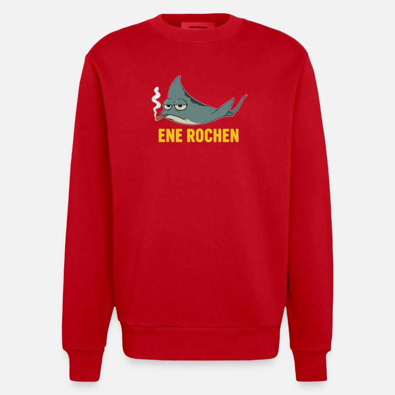 ENE ROCHEN Meme Raucher Spruch Zigaretten - Heavyweight Oversized Organic Crew Neck Made in EU - Rot