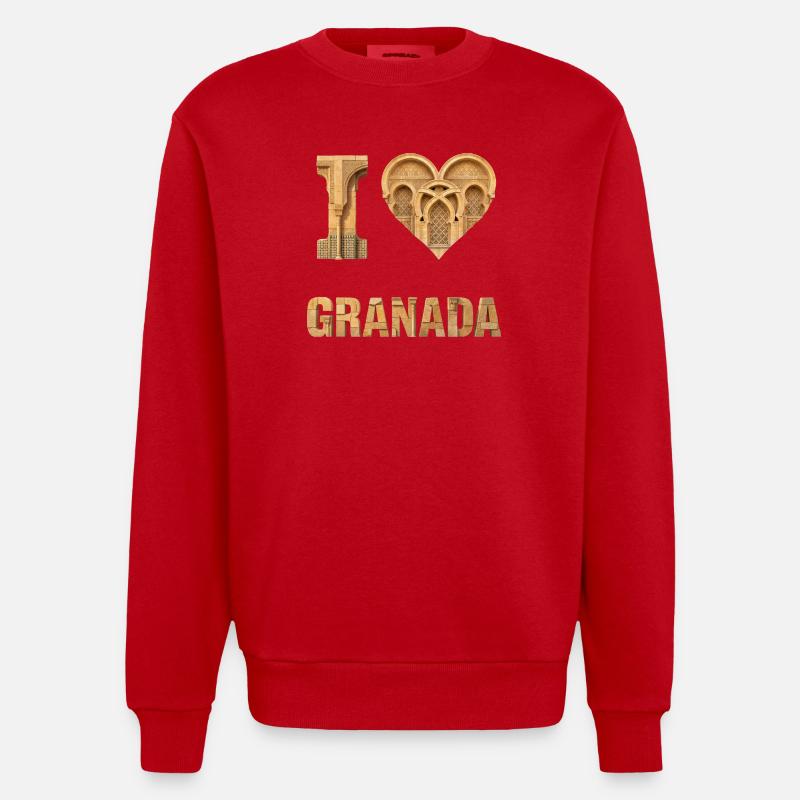 J’aime Granada – Cœur de l’Architecture - Sweat bio épais oversize fabriqué en UE - rouge